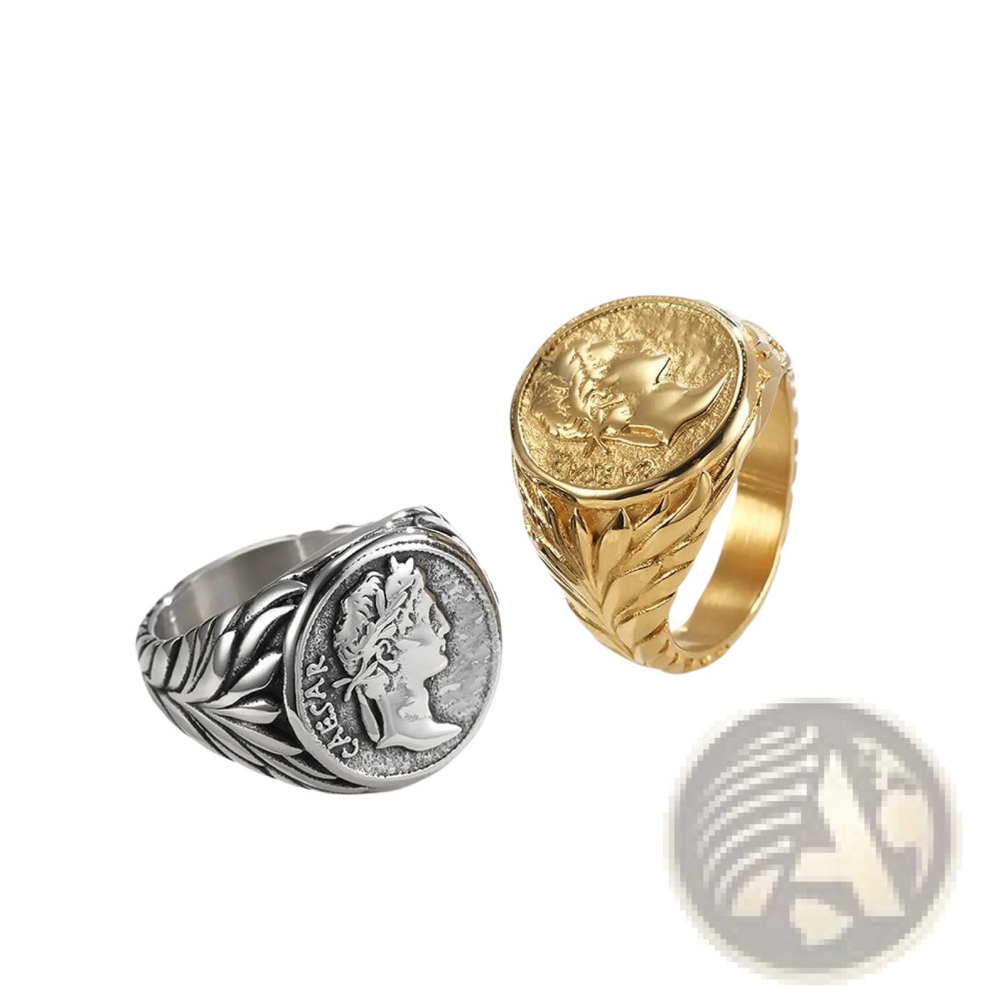 Vintage Caesar Portrait Stainless Steel Signet Ring