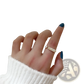 Vintage Geometric Zircon Marble Adjustable Ring