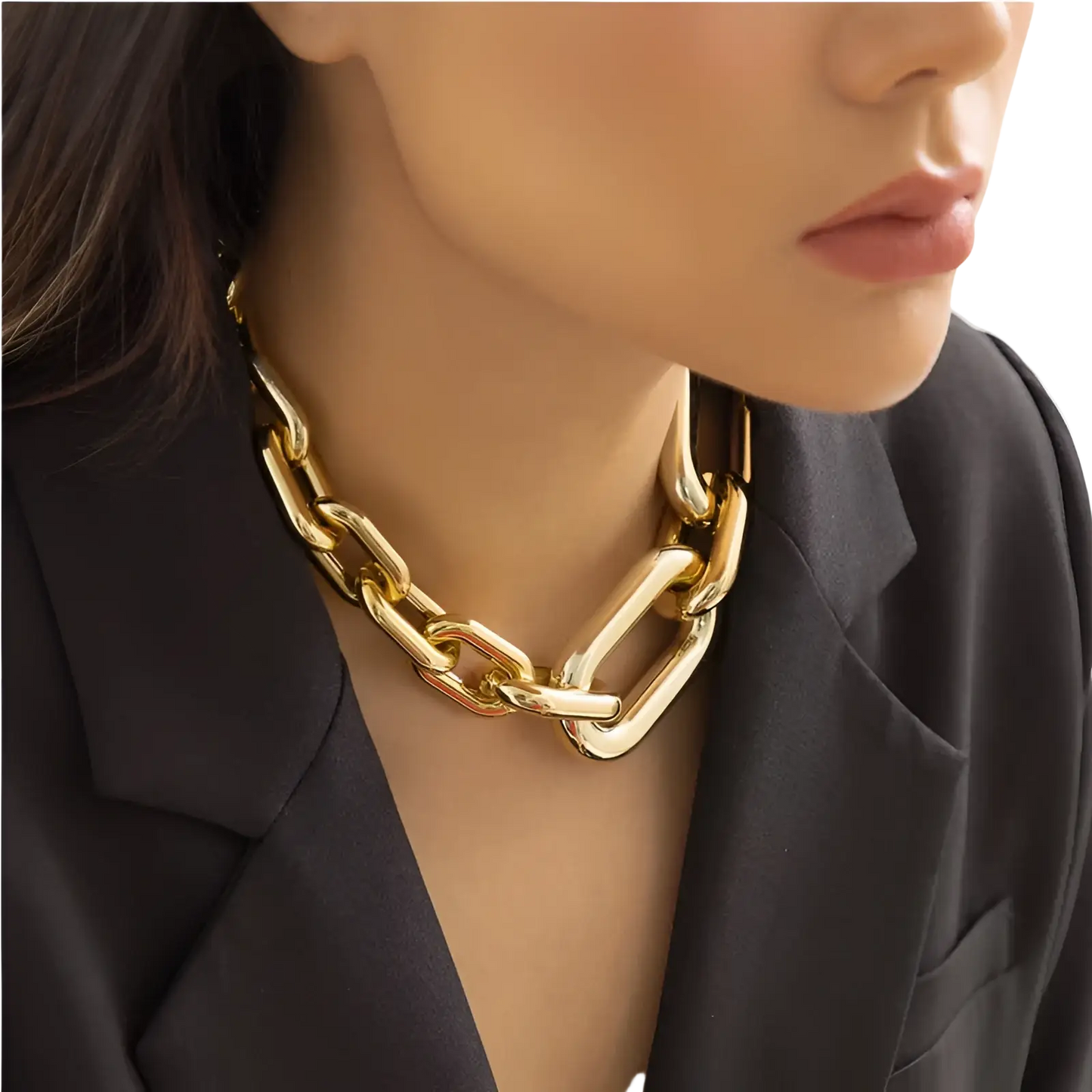 Vintage Gold Chunky Link Chain Choker Necklace
