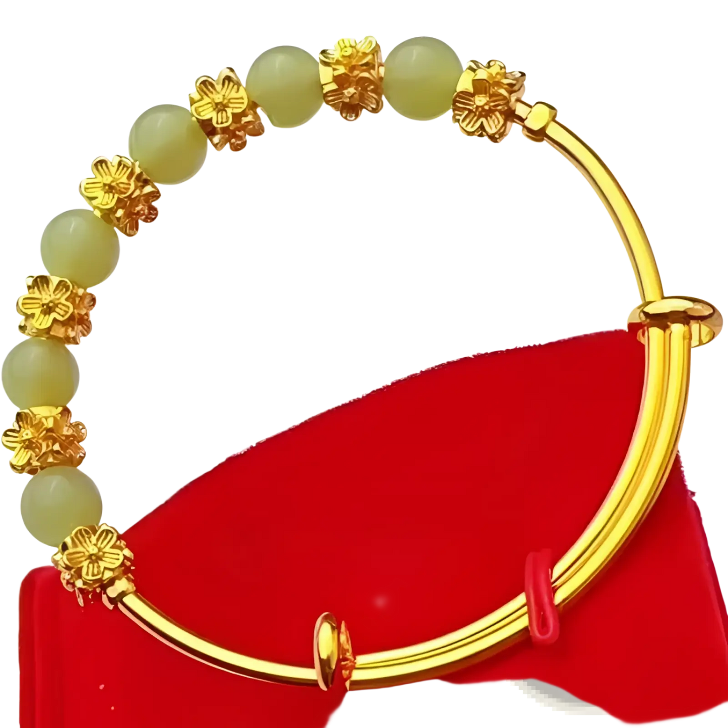 Vintage Gold Plated Chalcedony Flower Bangle Bracelet