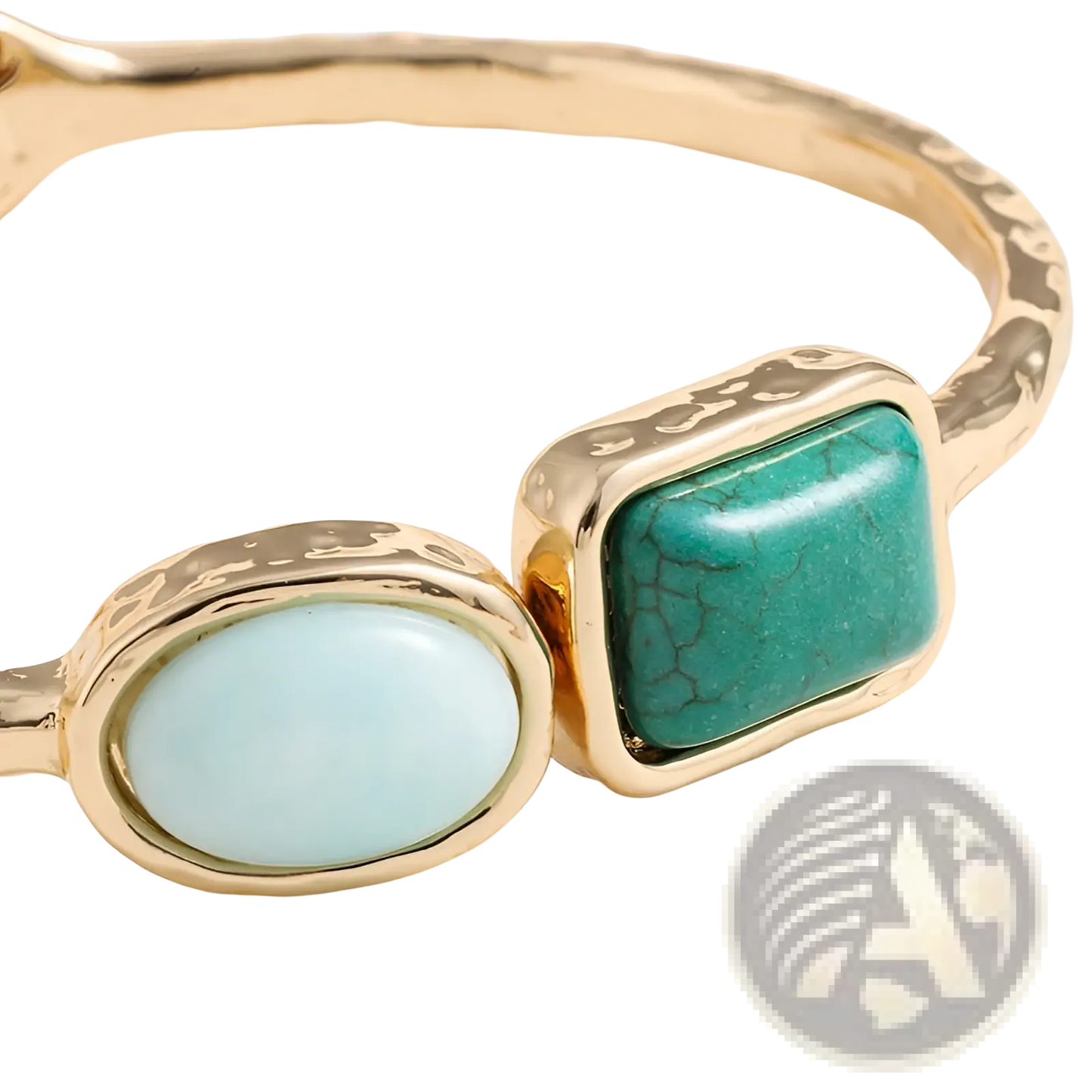 Vintage Hammered Gold Bangle with Multi Gemstone Accents