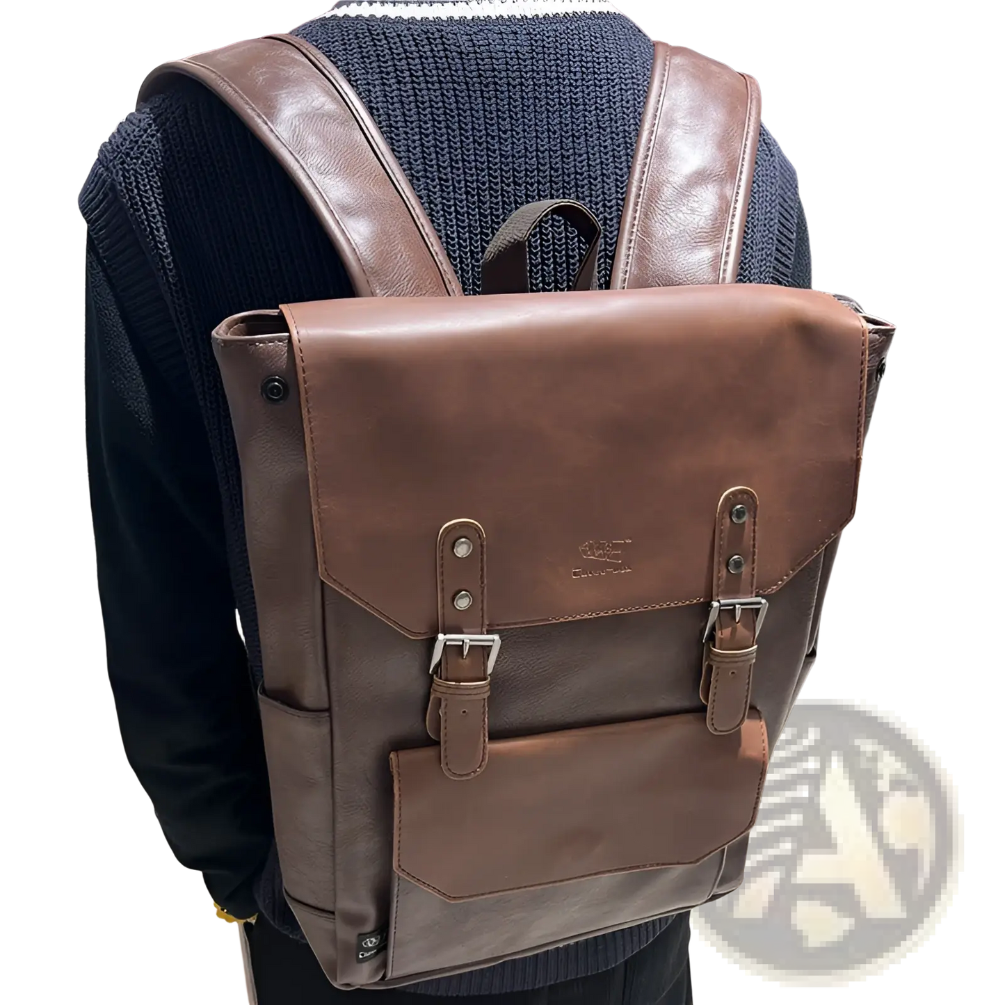 Vintage Leather College Backpack Large Capacity Travel Bag