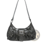 Vintage Leather Shoulder Bag with Buckle Details