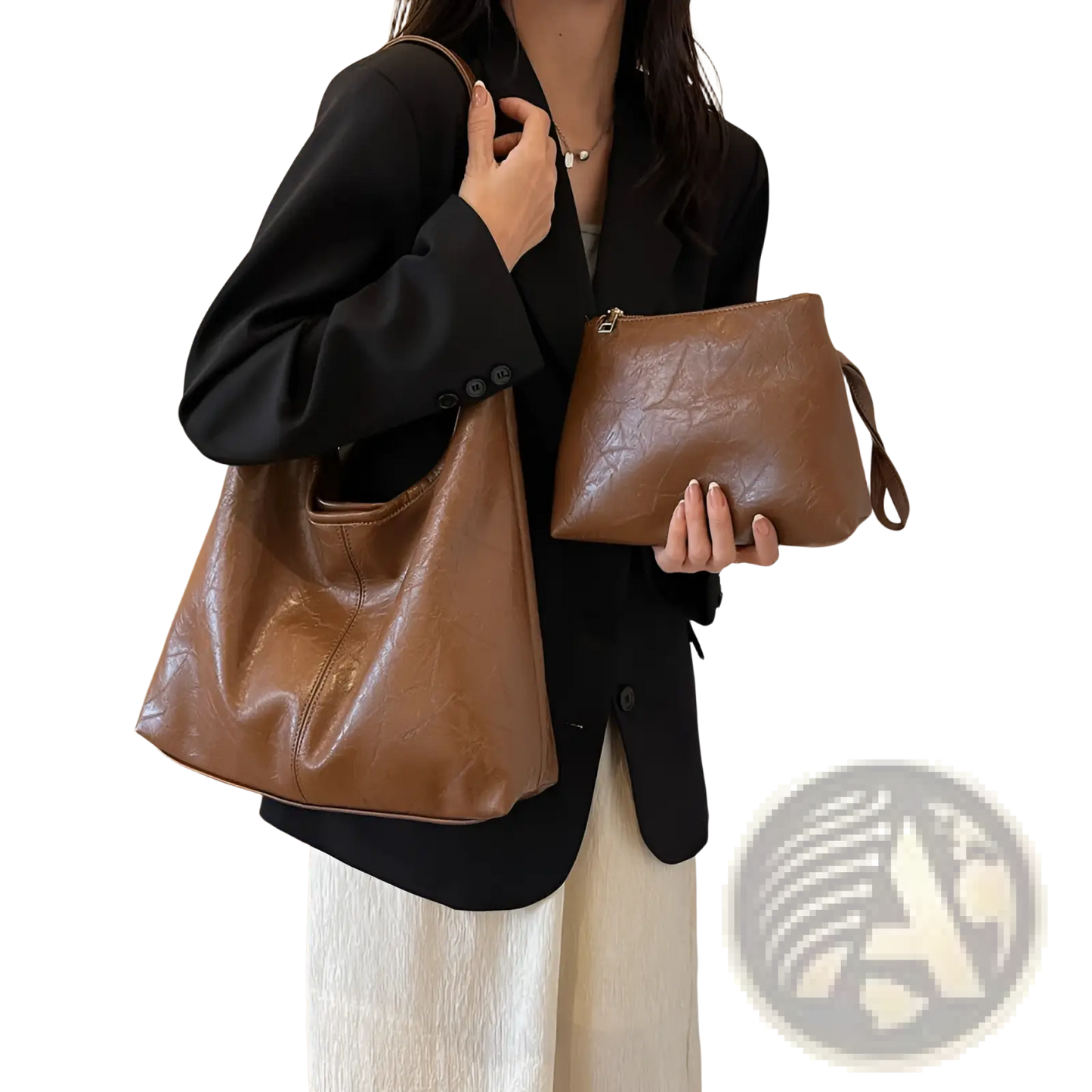 Vintage Leather Tote Bag Large Capacity Shoulder Handbag