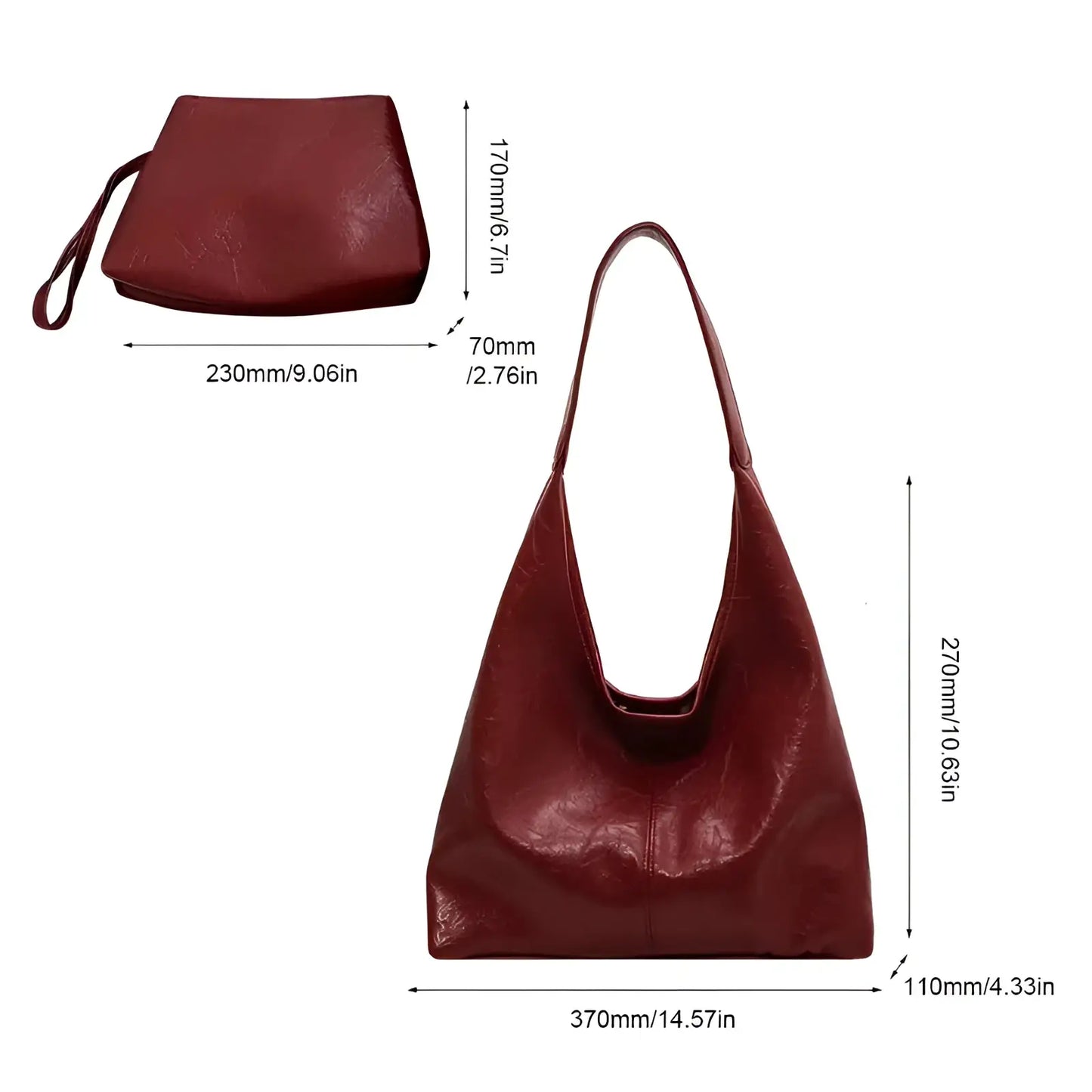 Vintage Leather Tote Bag Large Capacity Shoulder Handbag