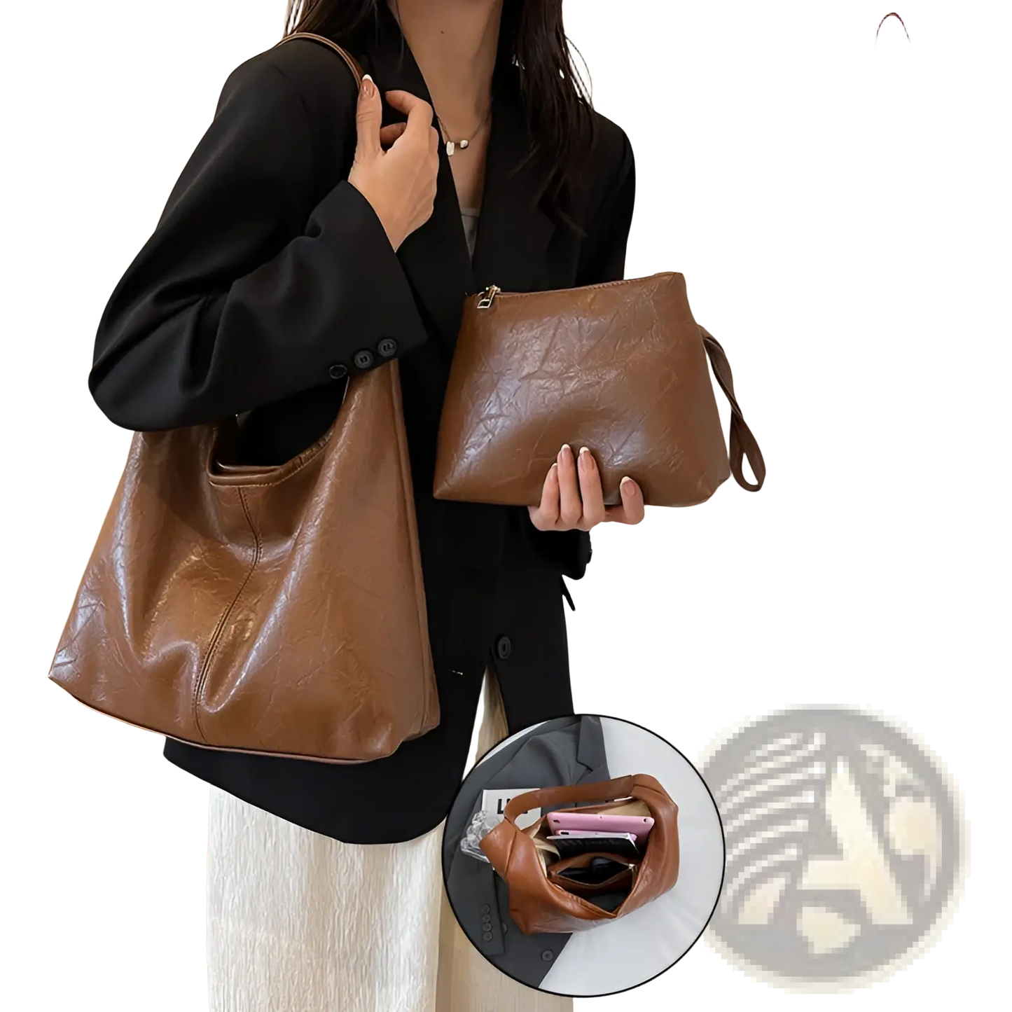 Vintage Leather Tote Bag Large Capacity Shoulder Handbag