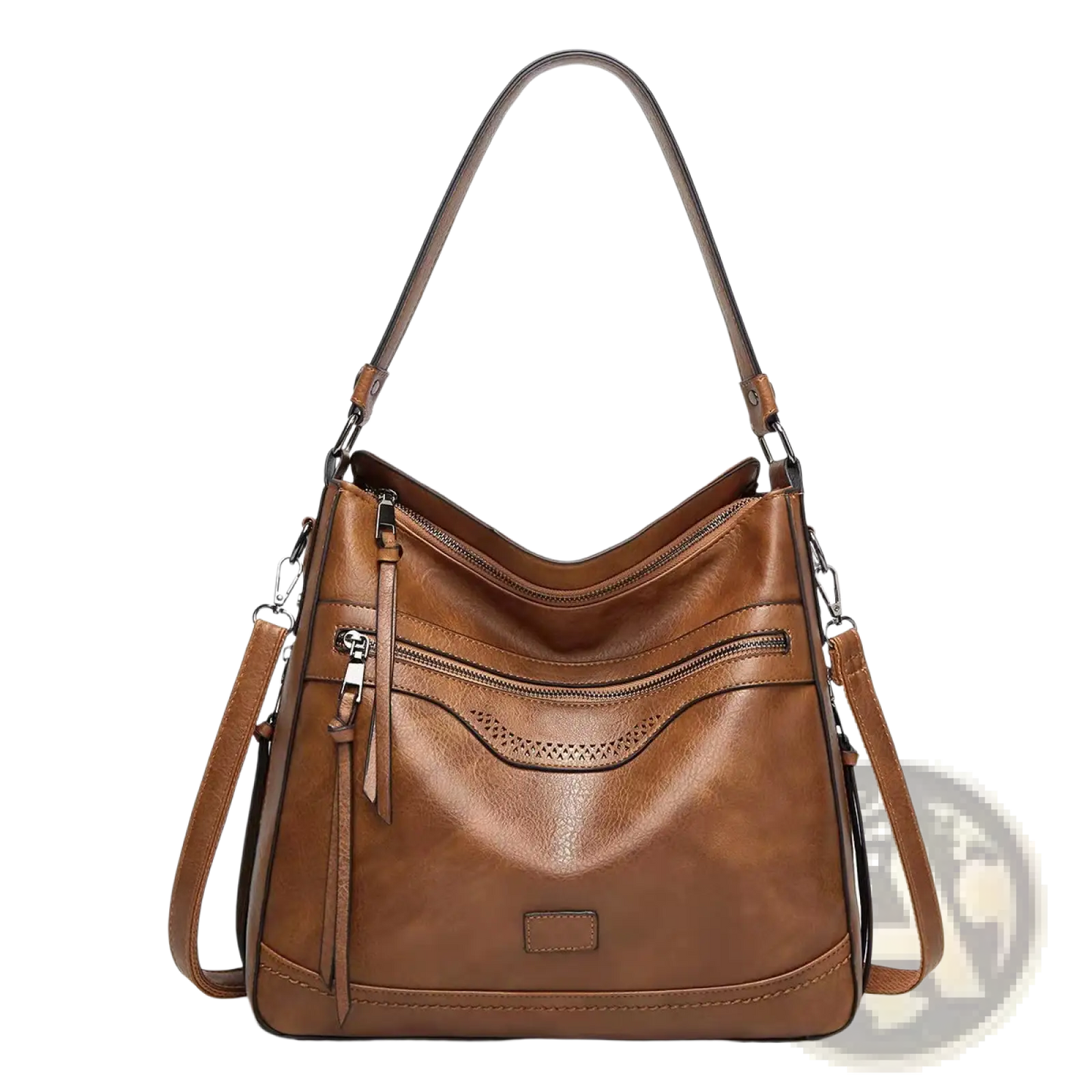 Vintage Leather Tote Bag Multi Pocket Shoulder Purse