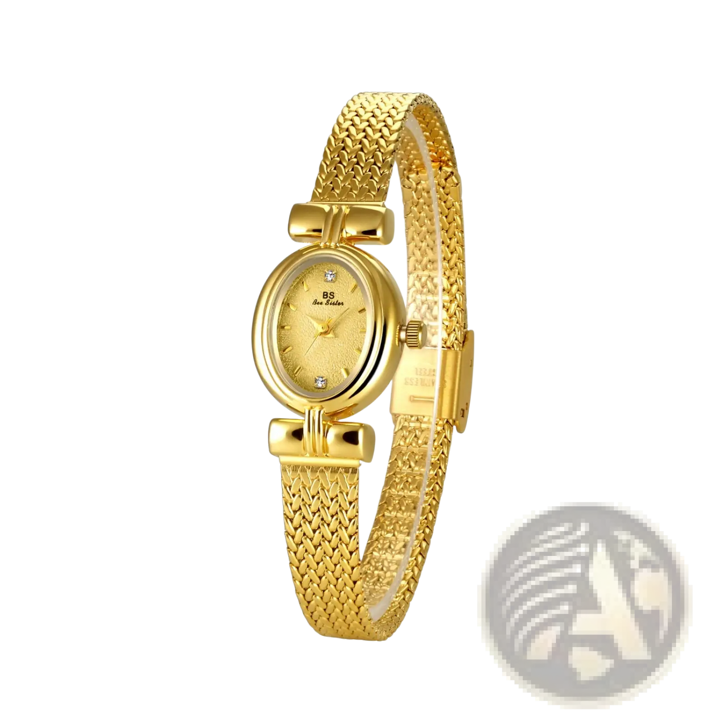 Vintage Mesh Bracelet Watch with Diamond Accents