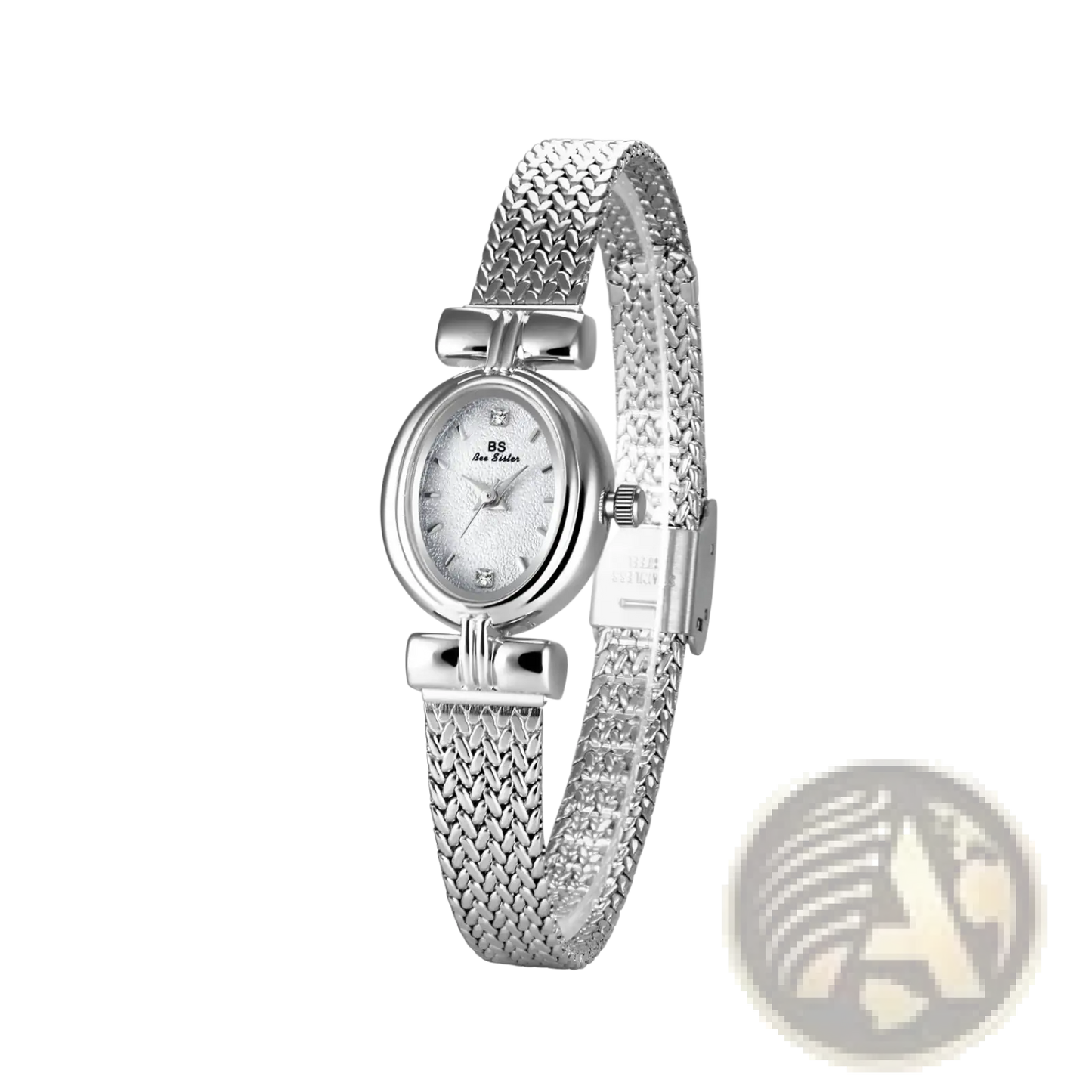 Vintage Mesh Bracelet Watch with Diamond Accents