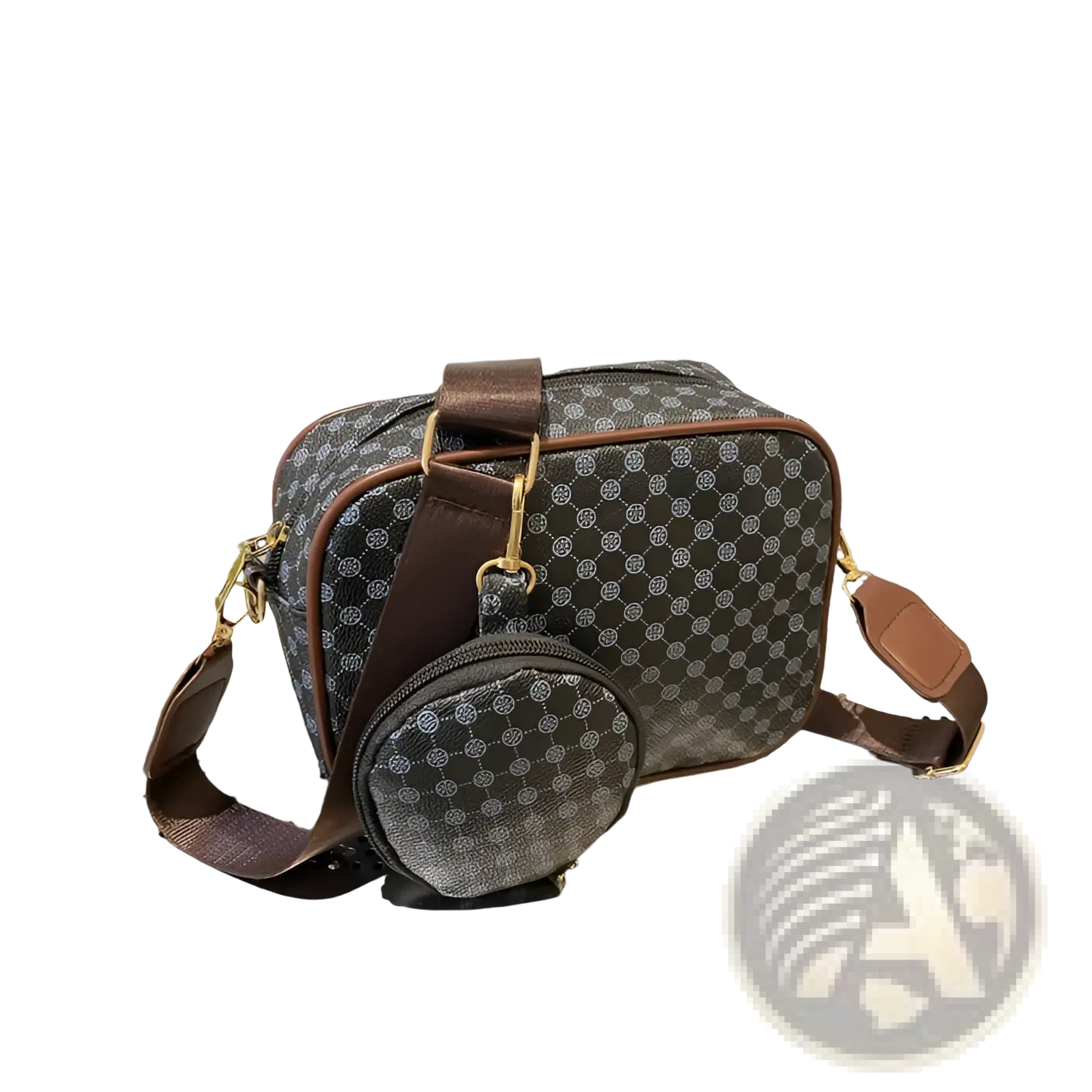 Vintage Monogram Shell Crossbody Bag with Coin Pouch