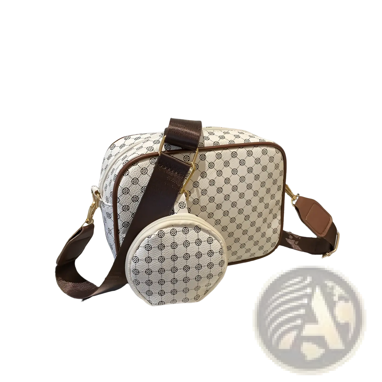 Vintage Monogram Shell Crossbody Bag with Coin Pouch