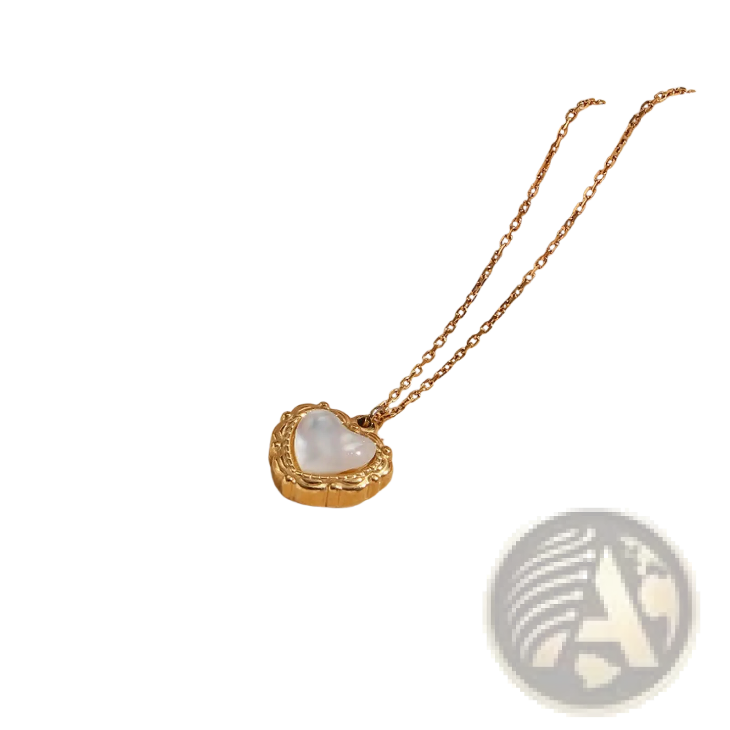 Vintage Shell Heart Pendant 18k Gold Plated Necklace