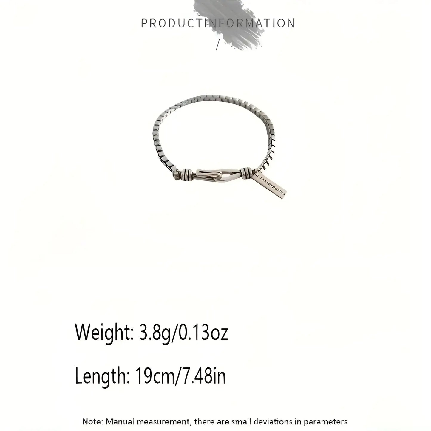 Vintage Silver Box Chain Cross Bracelet with Engraved Tag