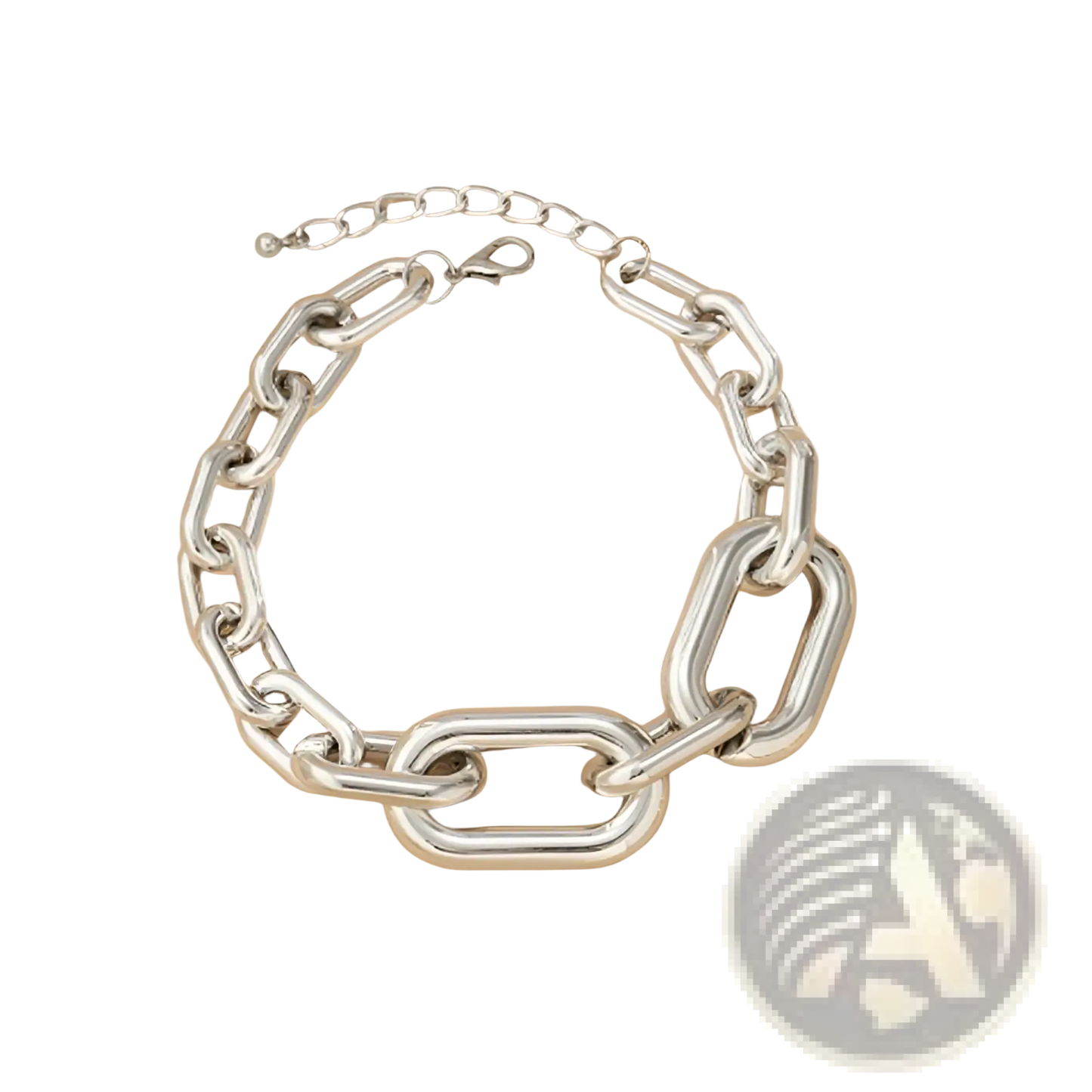 Vintage Silver Chunky Link Chain Choker Necklace