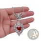 Vintage Silver Filigree Heart Pendant with Red Enamel Center