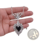 Vintage Silver Filigree Heart Pendant with Red Enamel Center