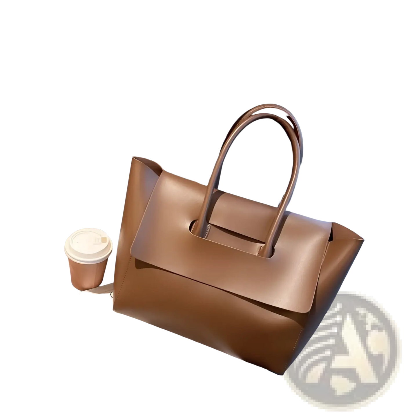 Vintage Structured Leather Tote Bag with Top Handles