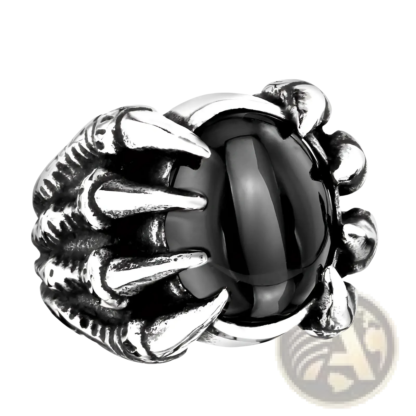 Vintage Titanium Steel Claw Ring with Zircon Gemstone
