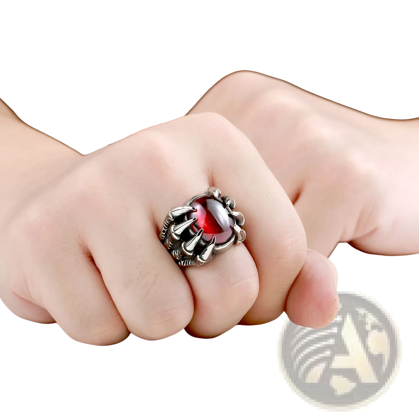 Vintage Titanium Steel Claw Ring with Zircon Gemstone