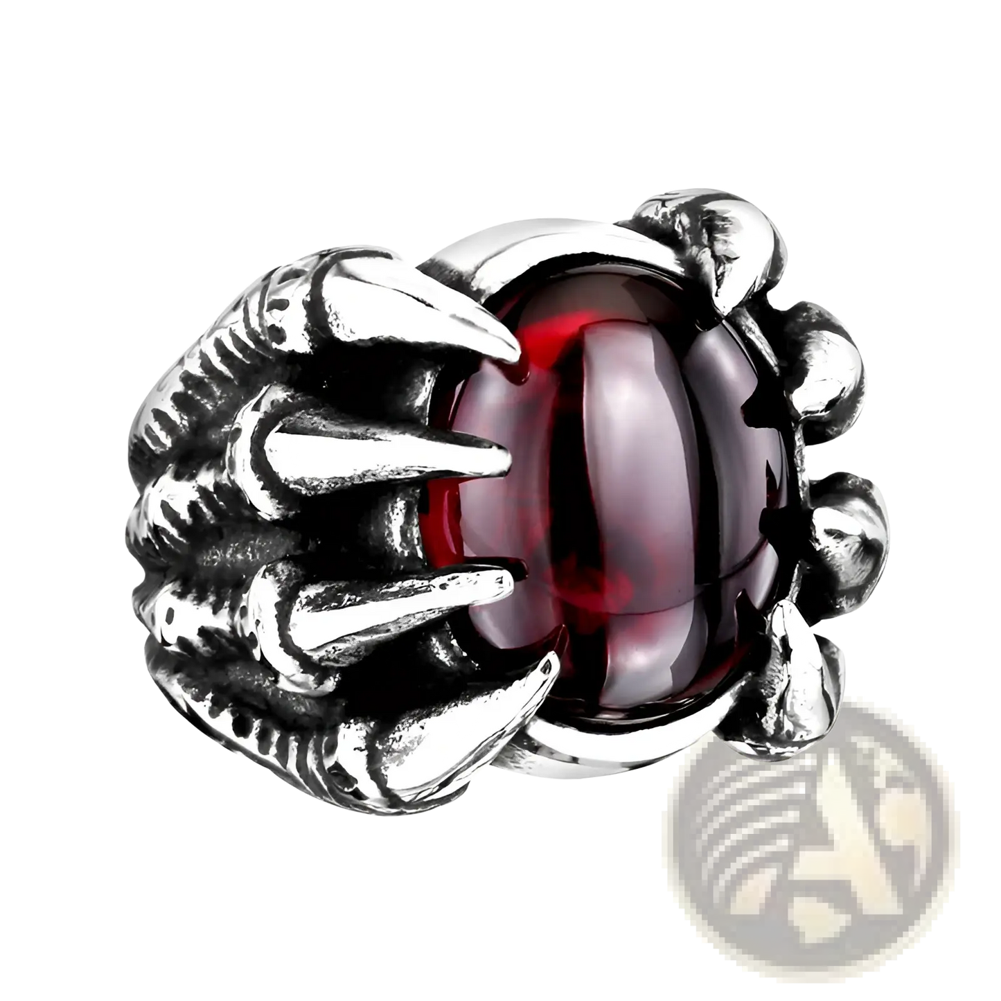 Vintage Titanium Steel Claw Ring with Zircon Gemstone
