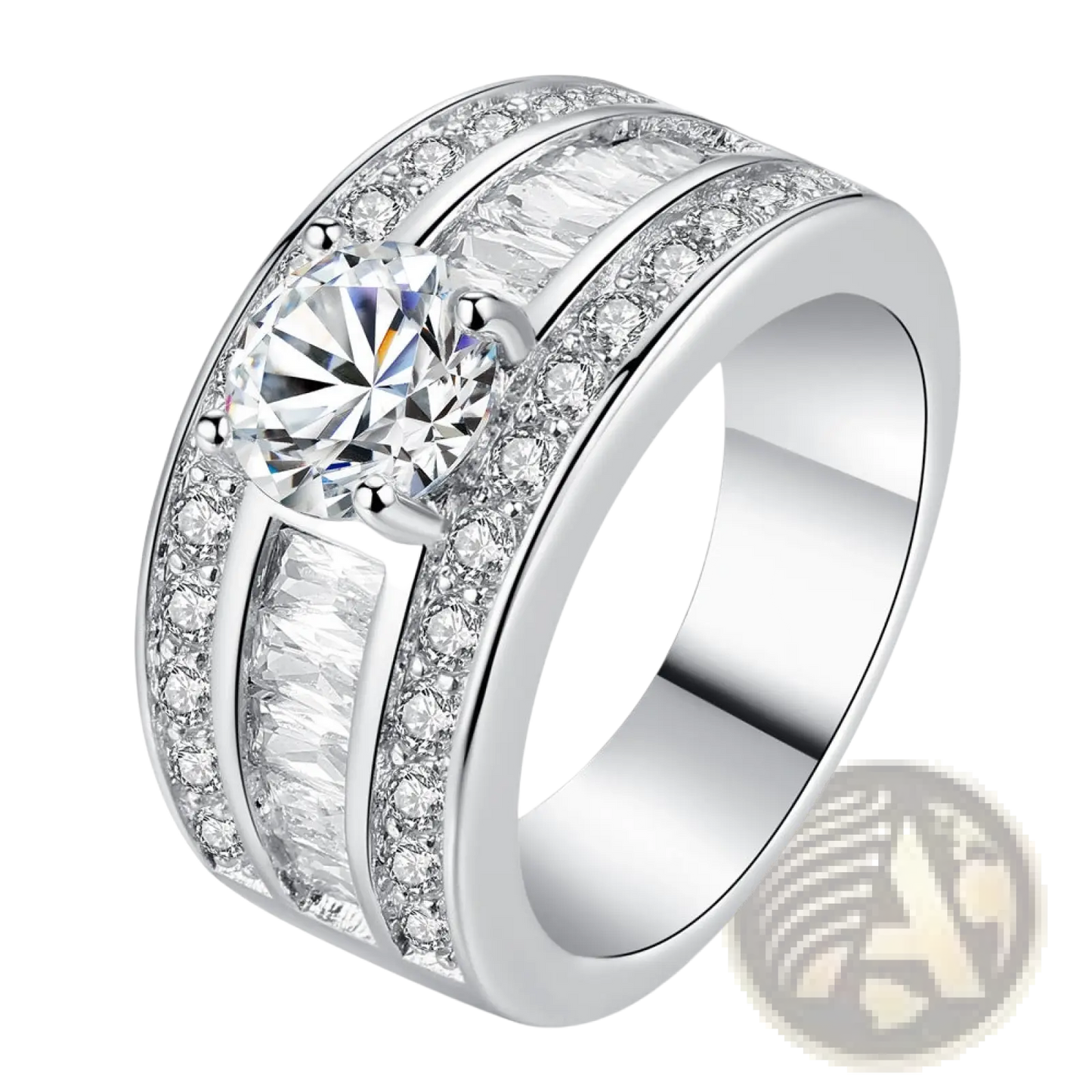 Vintage Zircon Heart Arrow Adjustable Silver Ring