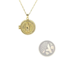 Virgin Mary Gold Locket Necklace with Inlaid Crystals