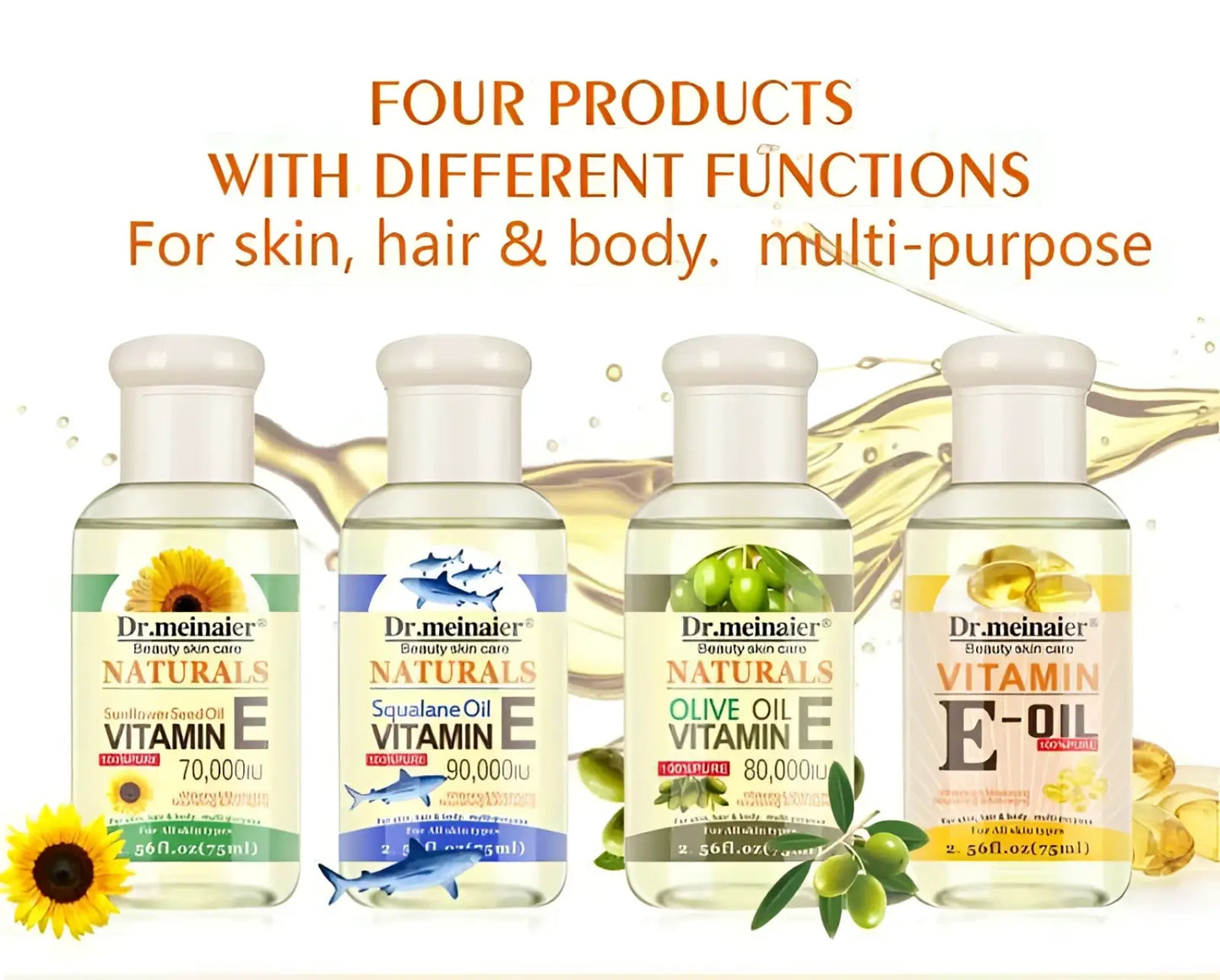 Vitamin e Synthesis Oil for Face Body and Hair 75ml