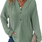 Waffle Knit v Neck Button Front Hoodie