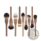 Walnut Wood Makeup Brush Set with Soft Fiber Bristles