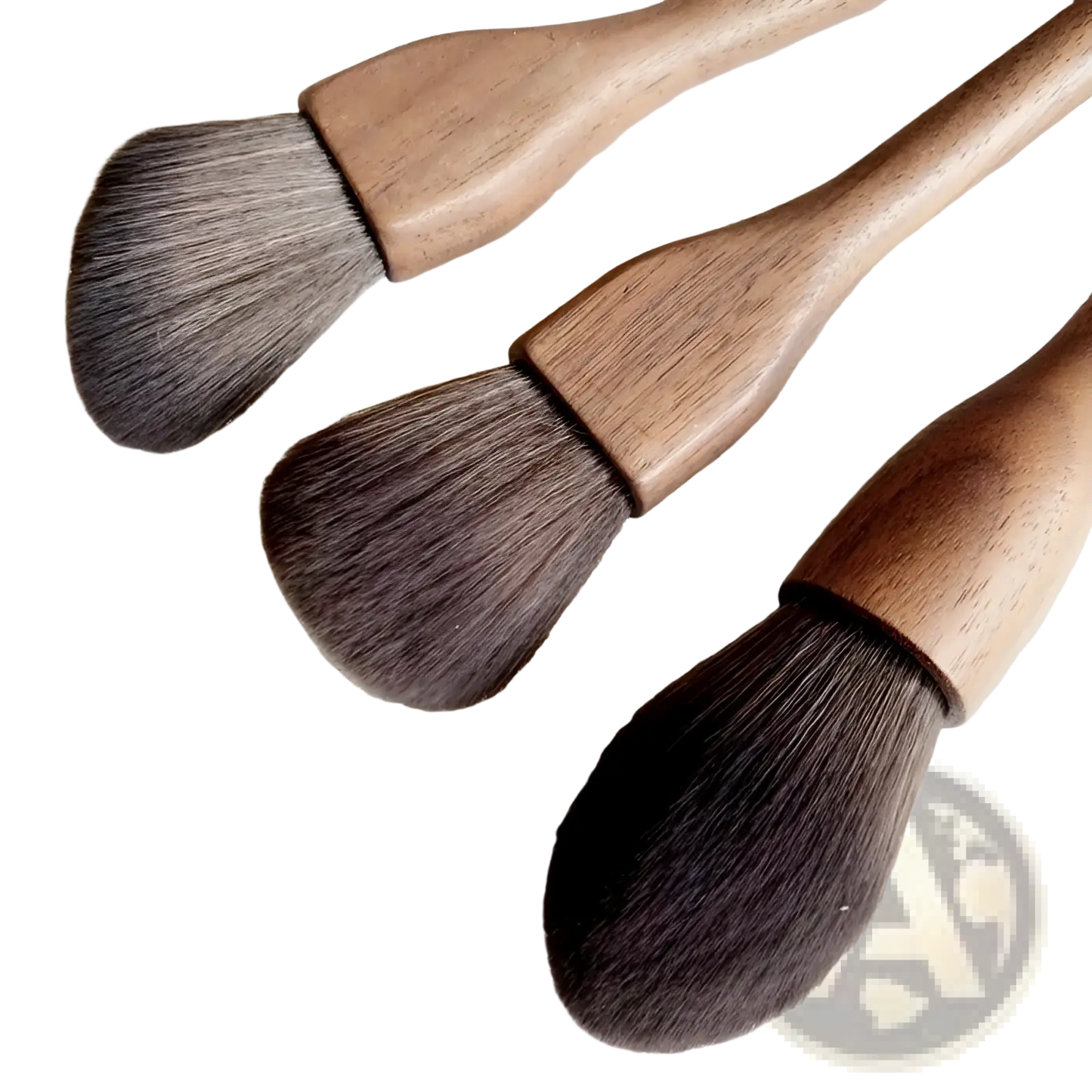 Walnut Wood Makeup Brush Set with Soft Fiber Bristles