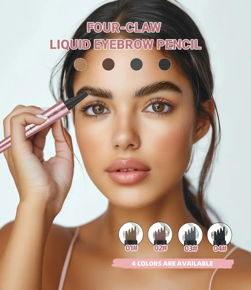 Waterproof 4-fork Liquid Eyebrow Pencil for Natural Definition