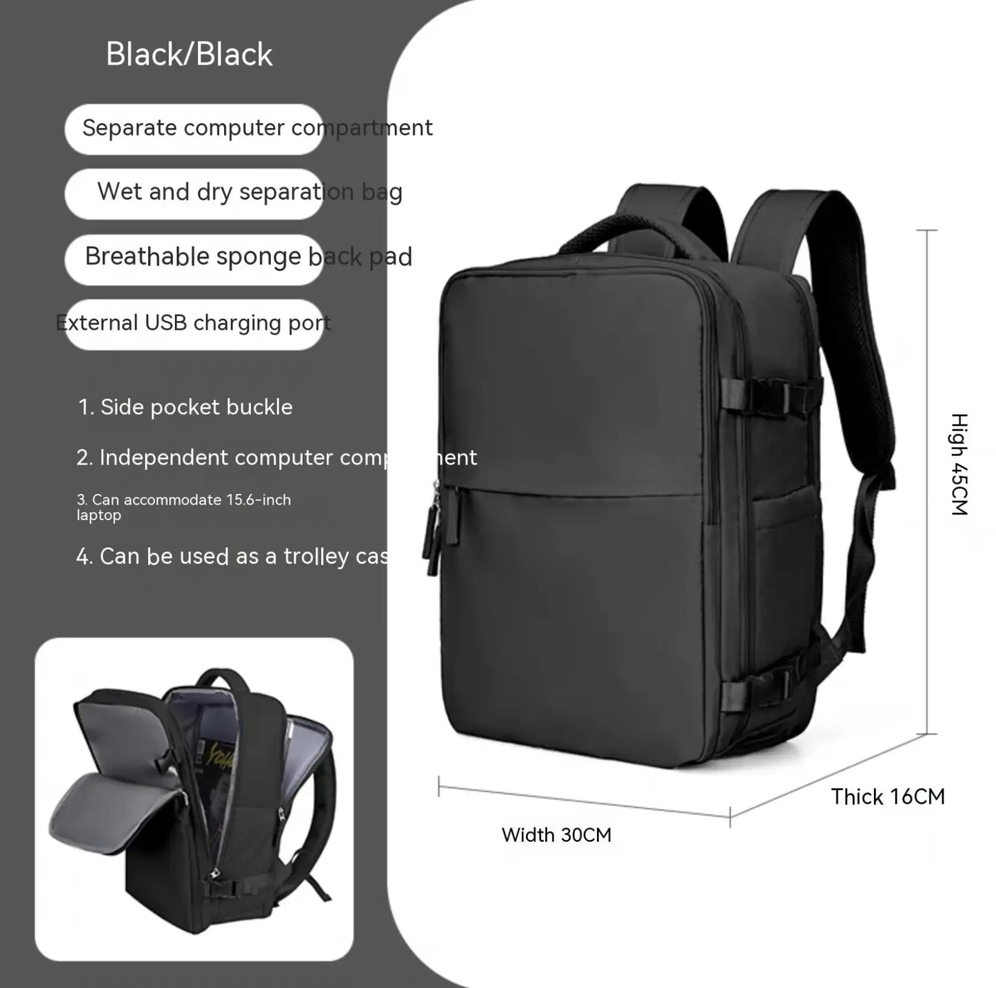Waterproof Laptop Travel Backpack with Compartments