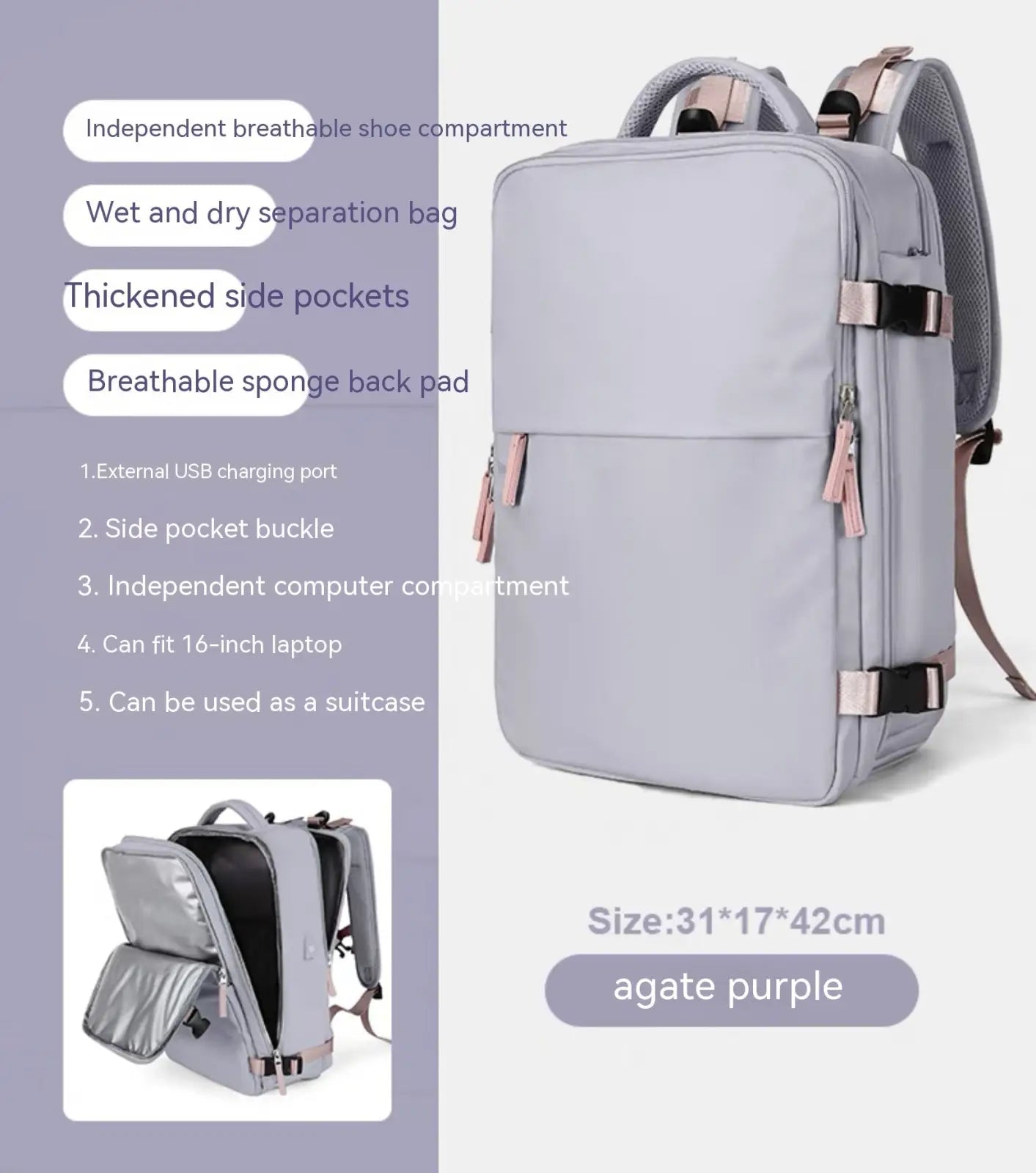 Waterproof Laptop Travel Backpack with Compartments