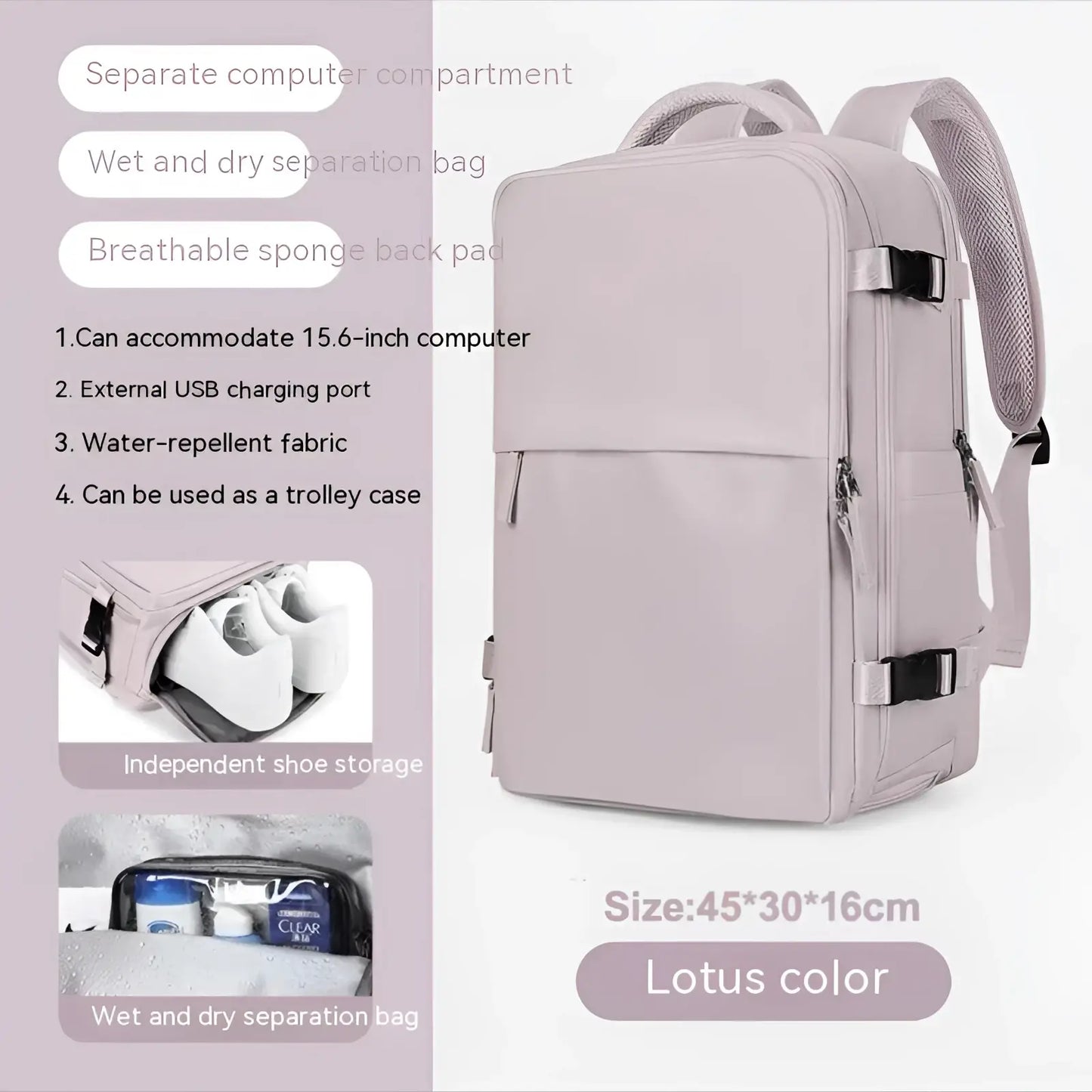 Waterproof Laptop Travel Backpack with Compartments