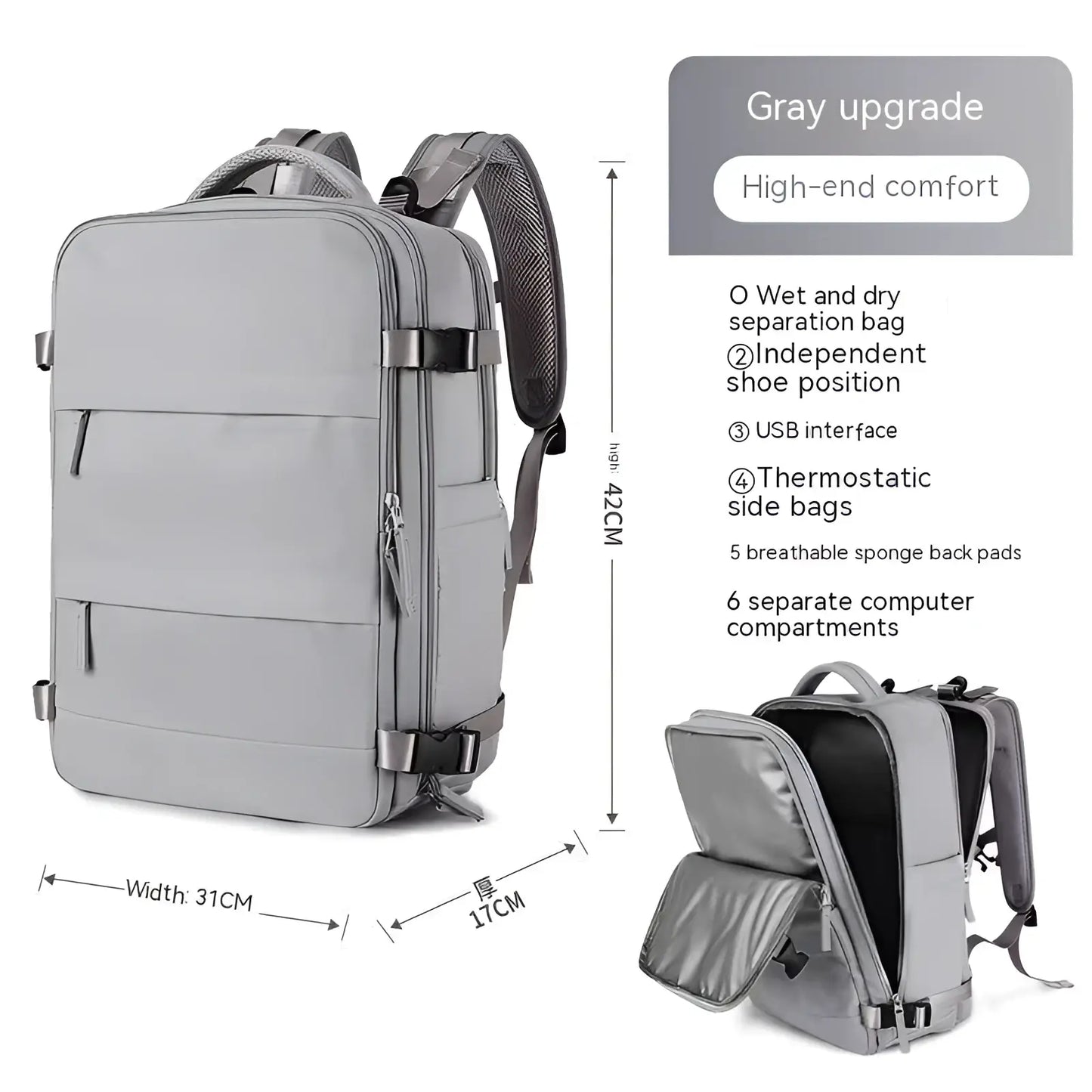 Waterproof Laptop Travel Backpack with Compartments