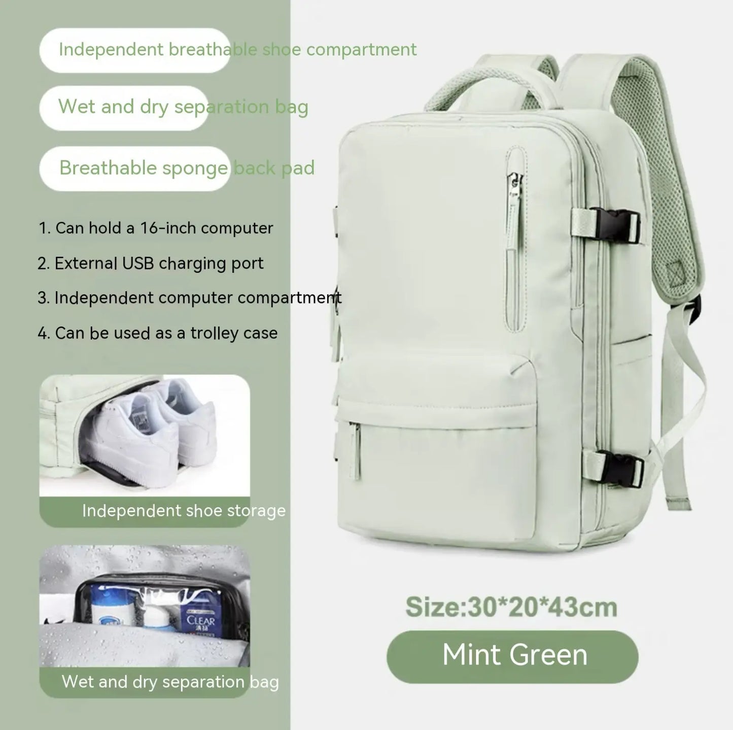 Waterproof Laptop Travel Backpack with Compartments