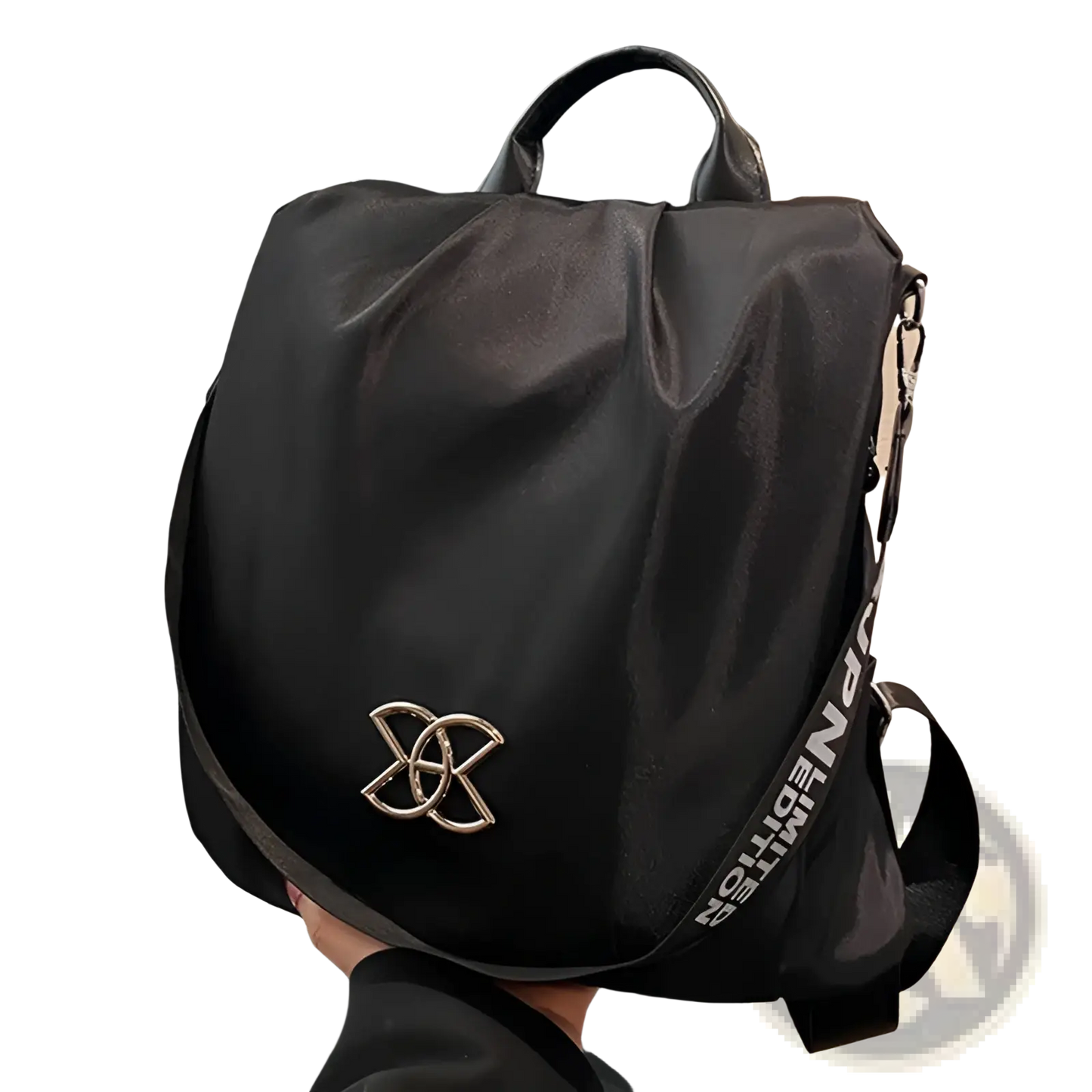 Waterproof Large Capacity Nylon Travel Backpack with Pu Leather Trim