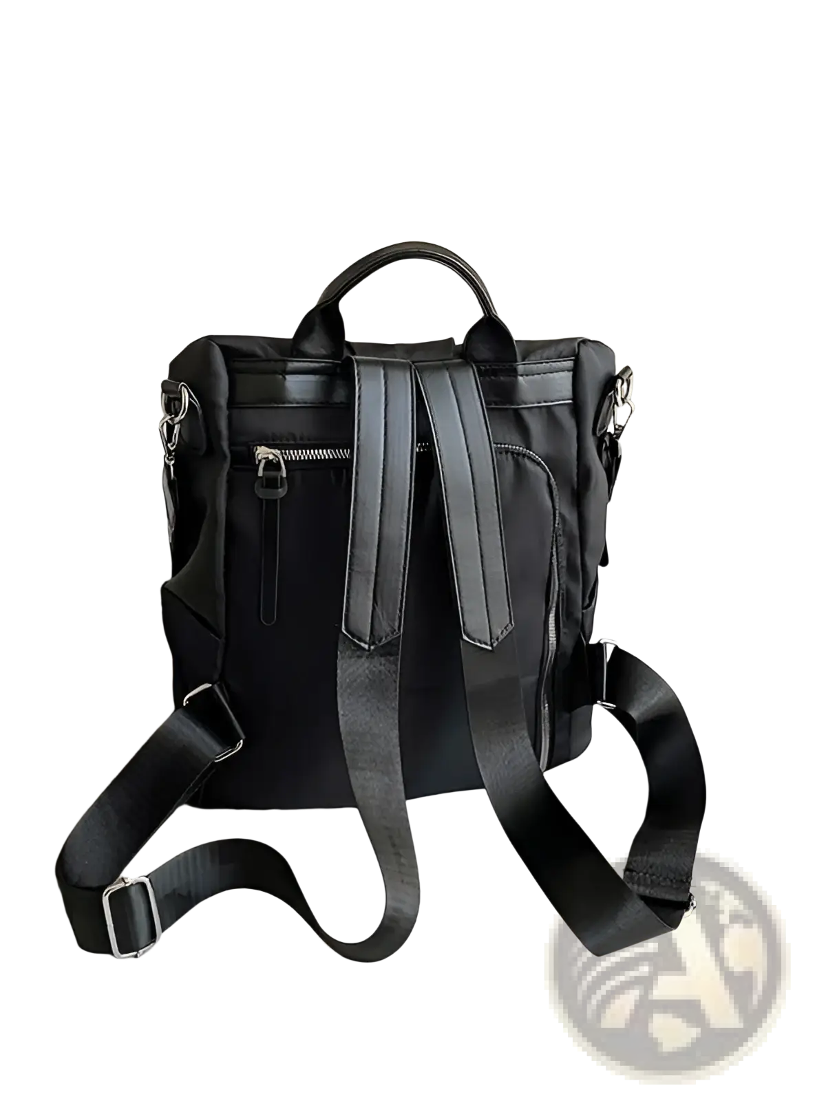 Waterproof Large Capacity Nylon Travel Backpack with Pu Leather Trim