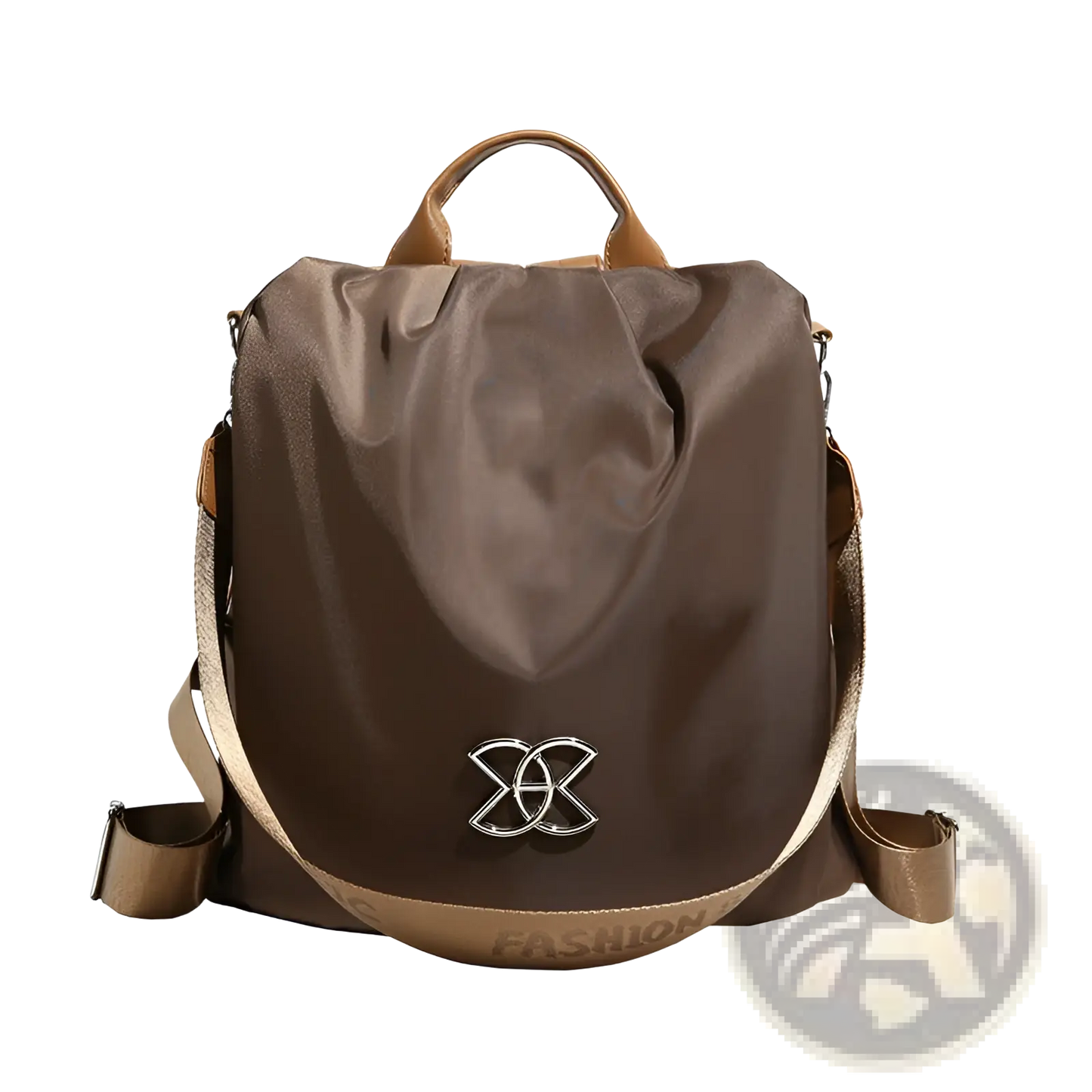 Waterproof Large Capacity Nylon Travel Backpack with Pu Leather Trim