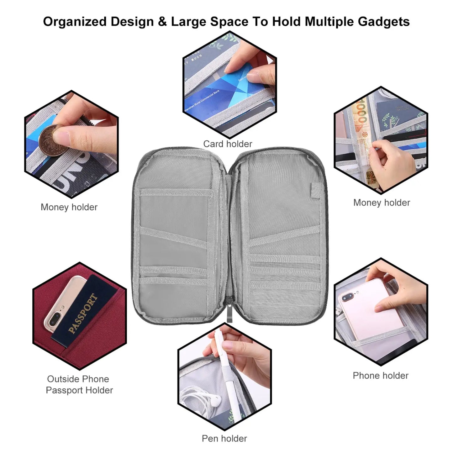 Waterproof Oxford Fabric Travel Passport and Document Wallet