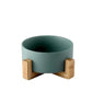 Minimalist Matte Ceramic Bowl Set with Wooden Stands