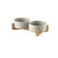 Minimalist Matte Ceramic Bowl Set with Wooden Stands