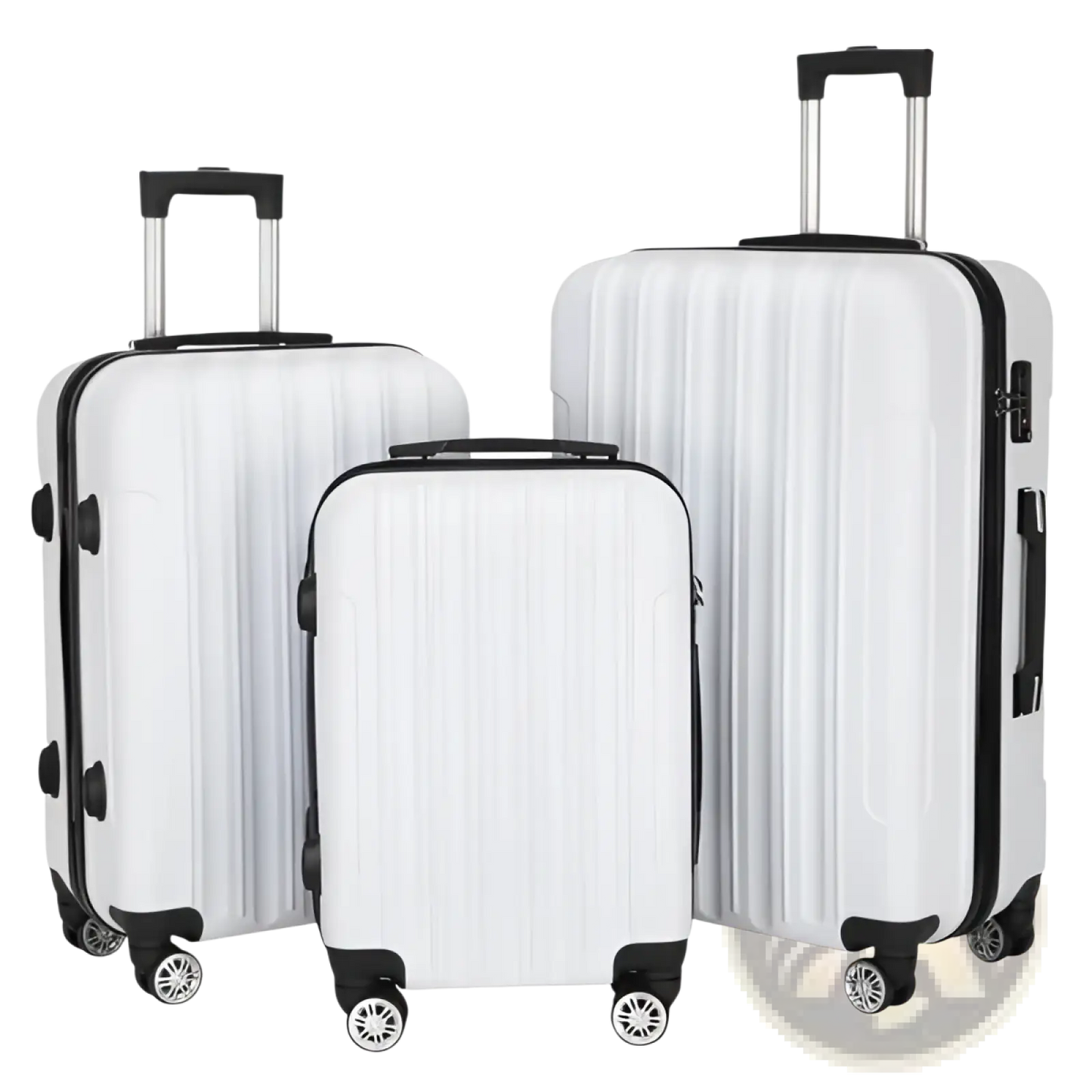 White 3 Piece Hard Shell Spinner Suitcase Set