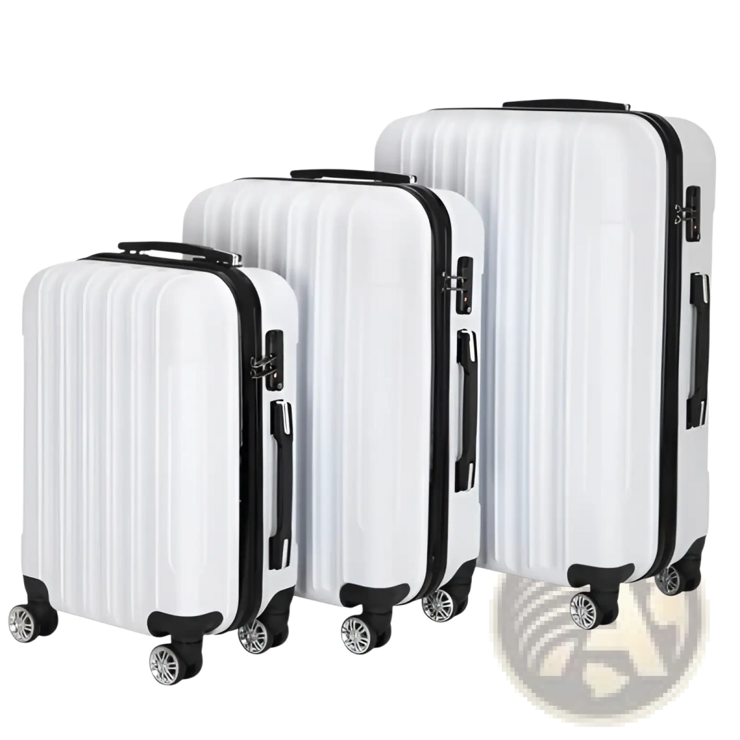 White 3 Piece Hard Shell Spinner Suitcase Set