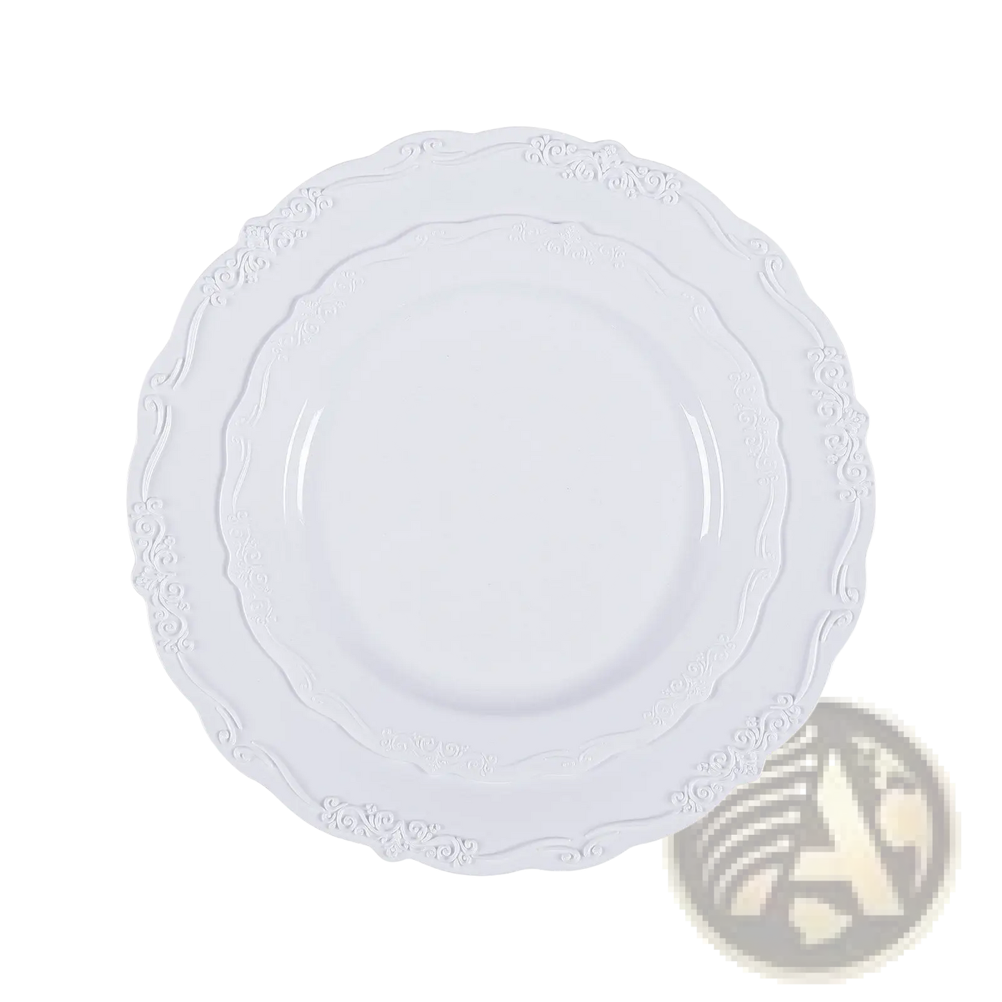 White Ceramic Plates Lace Design 100 Piece Set