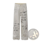 Off White Distressed Graffiti Print Cargo Jeans