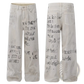 Off White Distressed Graffiti Print Cargo Jeans