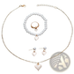 White Heart and Pearl Gold Jewelry Four Piece Set