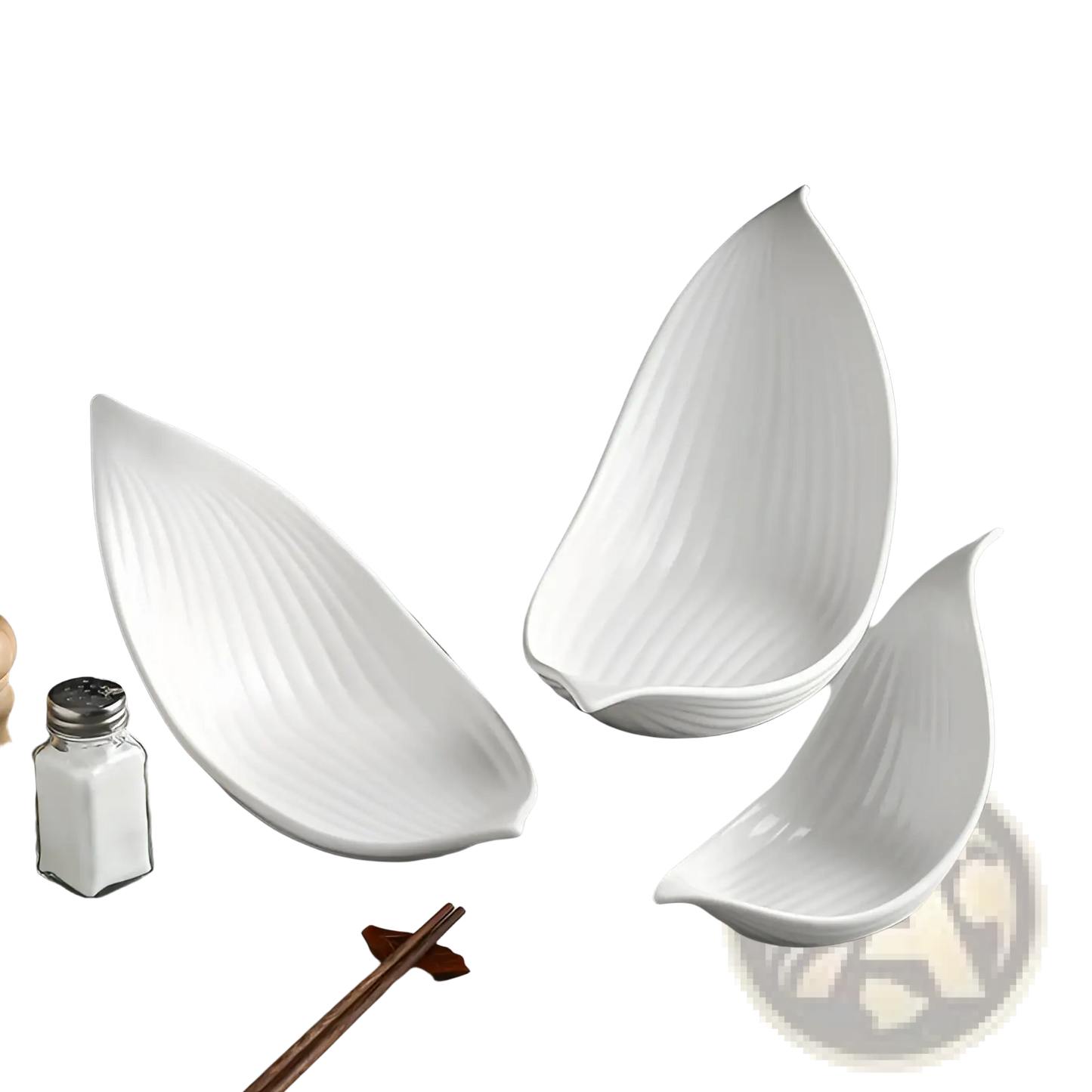 White Leaf Ceramic Plate Irregular Serving Dish