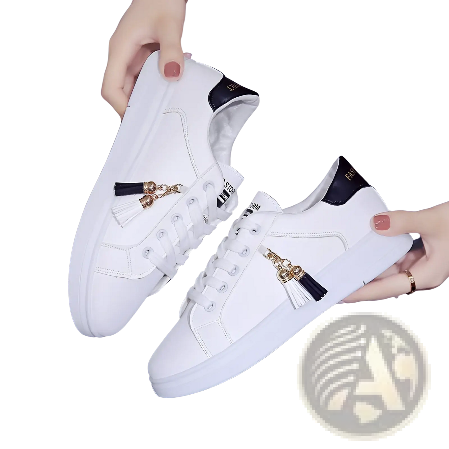 White Leather Tassel Sneakers Breathable Sports Shoes